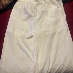 White Elastic Waist Pants